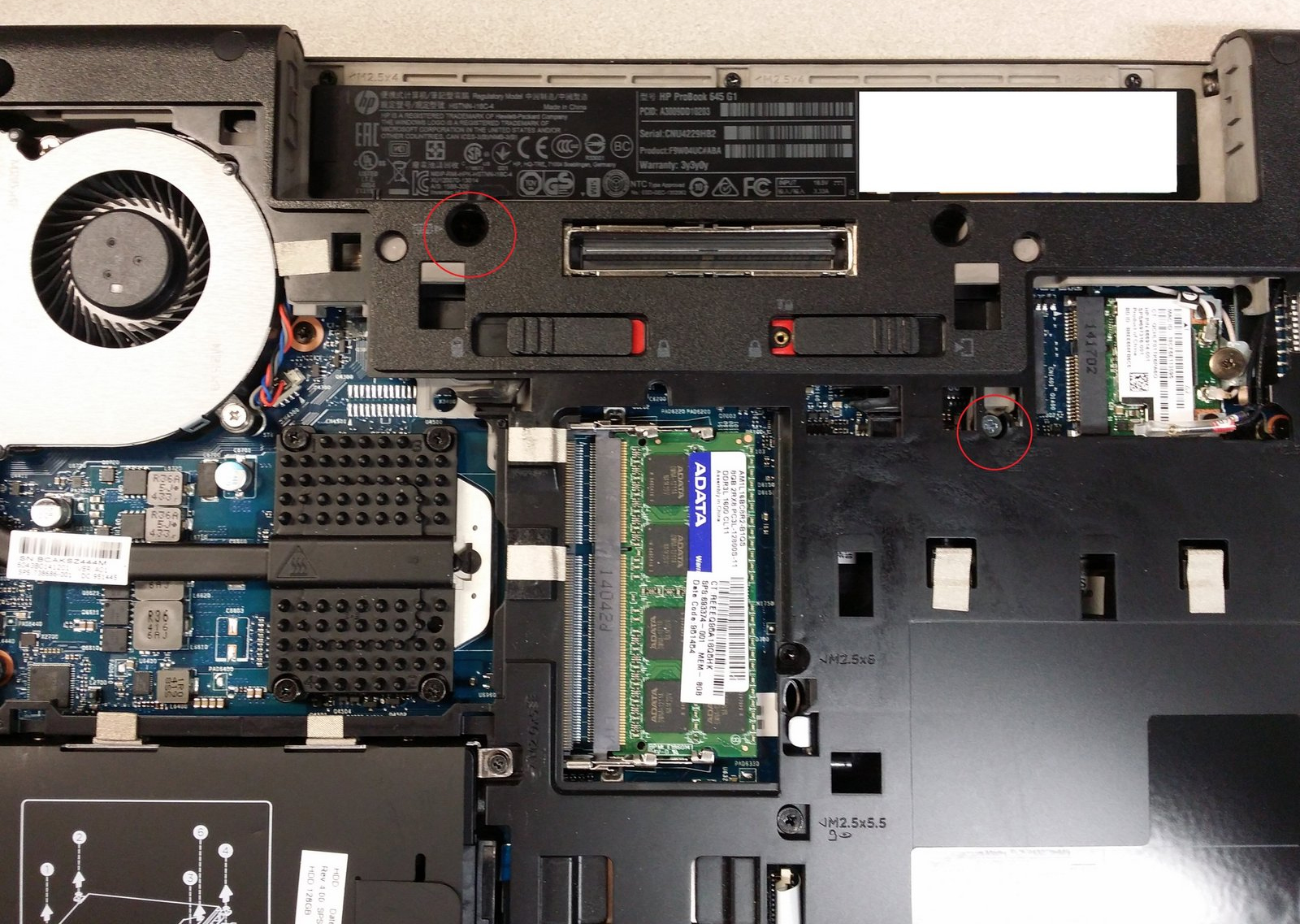 Internal Photo of HP ProBook 640 G8, 645 G8, EliteBook 640 G9 G10 US keyboard OEM (HP ProBook 645 G1)